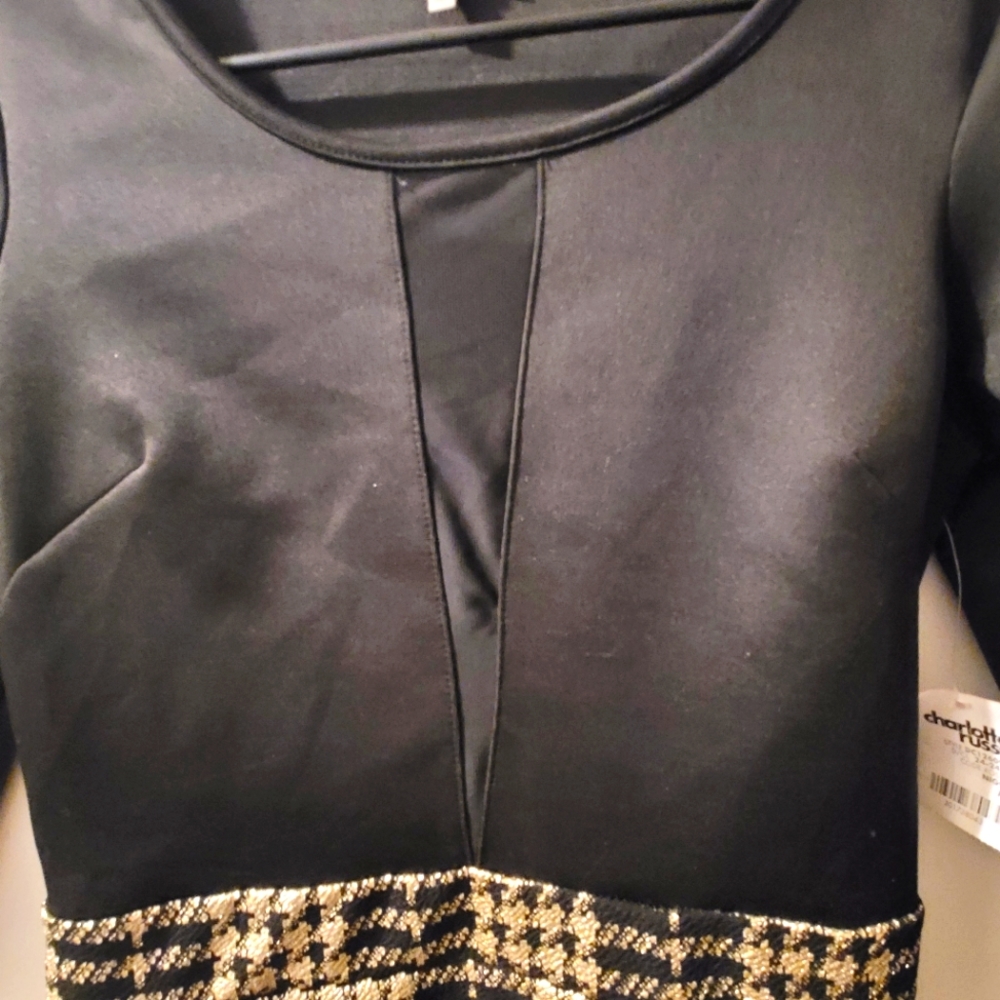 Charlotte Russe dress size Medium,  bodycon dress, gold, black! Sexy and sleek! - Picture 2 of 6